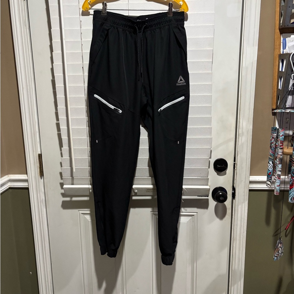 Reebok Men's Black Joggers with White Accents